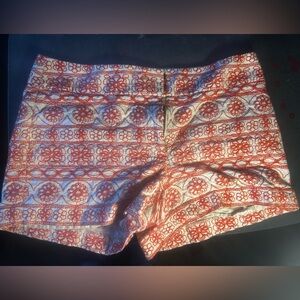 Women's Red Embroidered Shorts